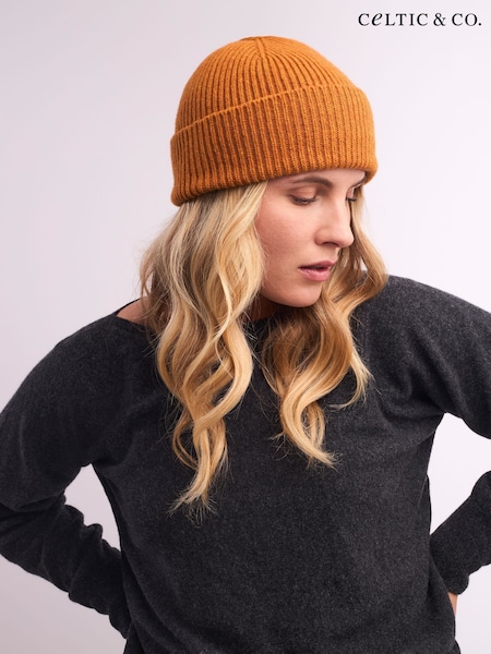 Celtic & Co. Orange Lambswool Rib Beanie (AJ3797) | AED113