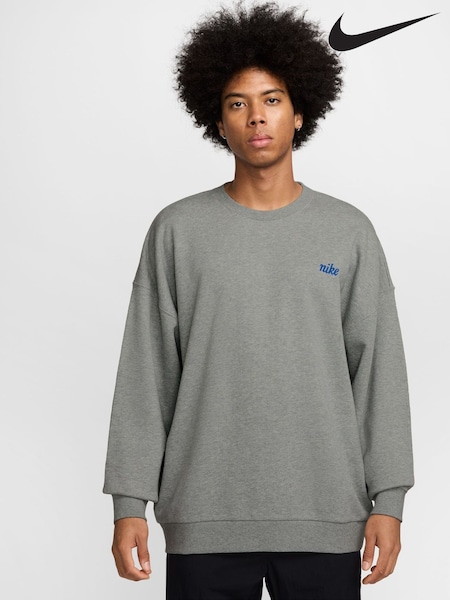 Nike Dark Grey Heather Oversized Club Crew Sweatshirt (AJ3901) | €73