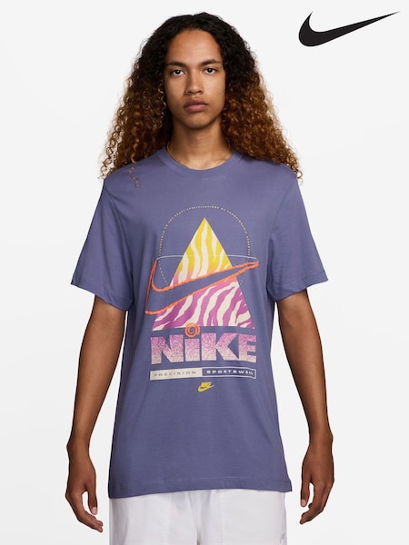 Nike Amethyst Purple Large Graphic Sportswear 100% Cotton T-Shirt (AJ3928) | €42
