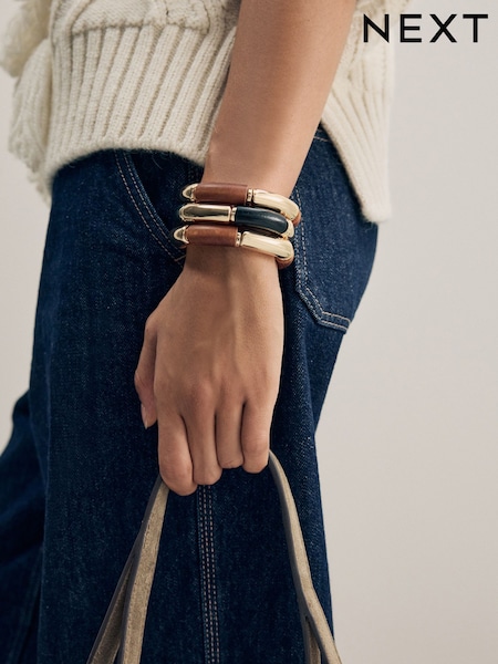 Gold Tone Wooden Stretch Bracelet (AJ4188) | €17