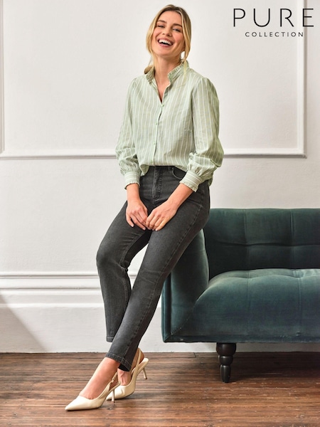 Pure Collection 100% Cotton Frill Stand Collar Shirt (AJ4320) | €121