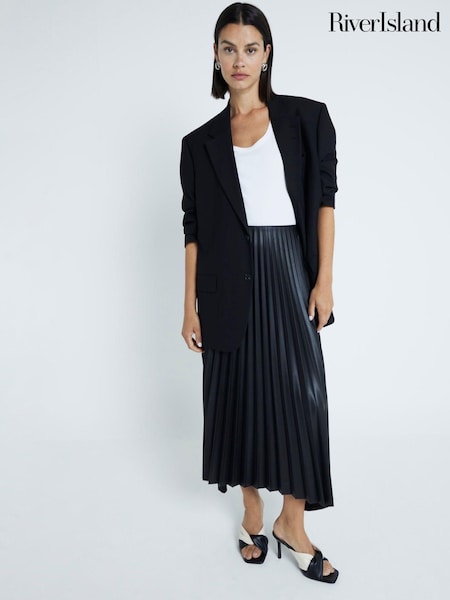 River Island Black Pleated Midi Skirt (AJ4409) | 124 QAR