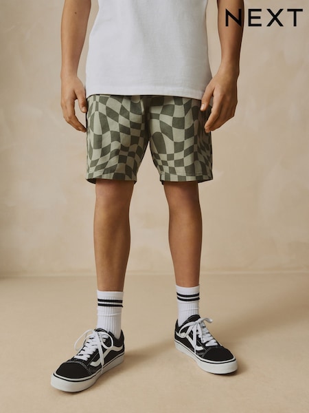Khaki Green Checkerboard Single Pull-On Shorts (3-16yrs) (AJ4436) | €9 - €15