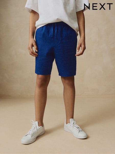 Navy Stripe Single Linen Blend Pull-On Shorts (3-16yrs) (AJ4449) | 40 QAR - 64 QAR