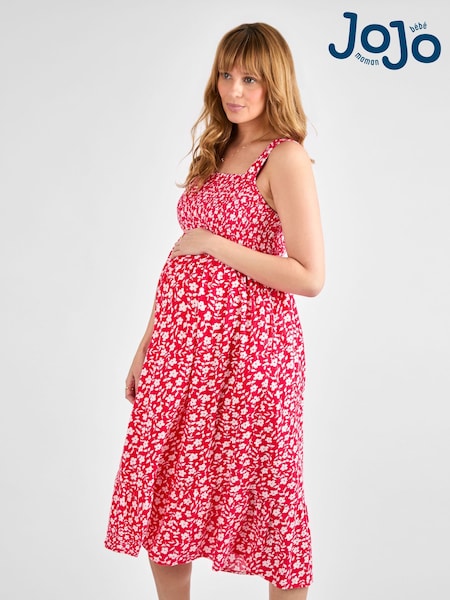 Jojo Maman Bébé Floral Shirred Maternity Midi Dress (AJ4481) | €80