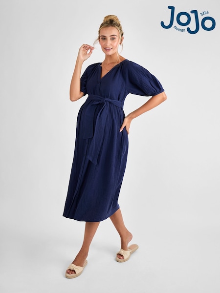Jojo Maman Bébé Textured Button Through Maternity Shirt Dress (AJ4497) | ‏24.500 د.ك.‏