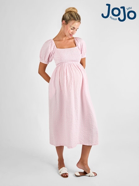 JoJo Maman Bébé Gingham Shirred Maternity Midi Dress (AJ4498) | 88 €