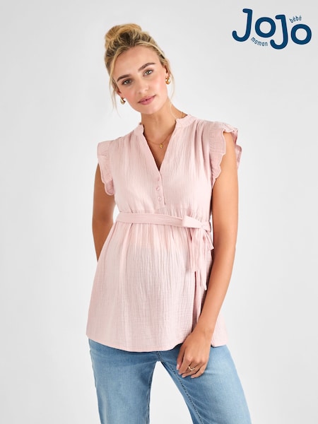 Jojo Maman Bébé Maternity Frill Sleeve Textured 100% Cotton Blouse (AJ4499) | 19 380 тг