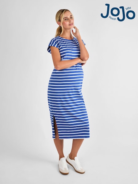 JoJo Maman Bébé Blue Maternity Midi T-Shirt Dress (AJ4503) | €51
