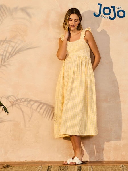 JoJo Maman Bébé Gingham Shirred Maternity Midi Dress (AJ4509) | 88 €