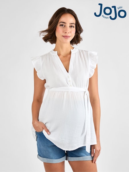 JoJo Maman Bébé Frill Sleeve Textured Maternity Blouse (AJ4515) | 47 €