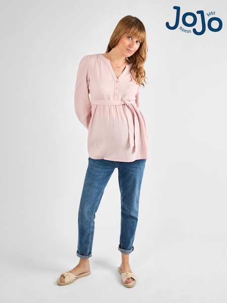 JoJo Maman Bébé Rose Long Sleeve Textured Maternity Blouse (AJ4526) | €47