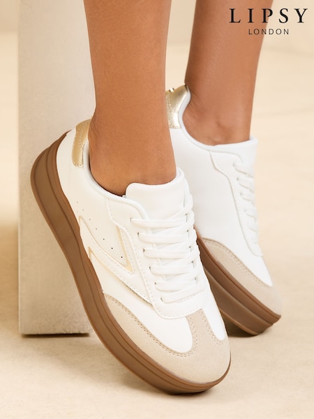 Biela - Lipsy Chunky Gum Lace Up Flatform Striped Trainers (AJ4543) | €71