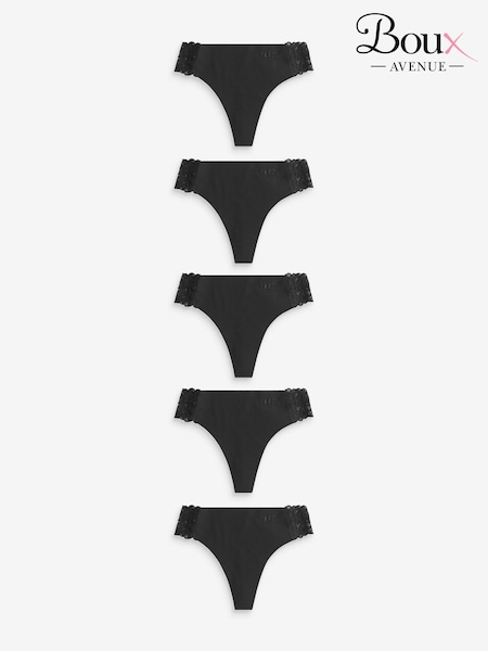 Boux Avenue Talulla MF & Lace Black Thongs 5 Pack (AJ4556) | €40