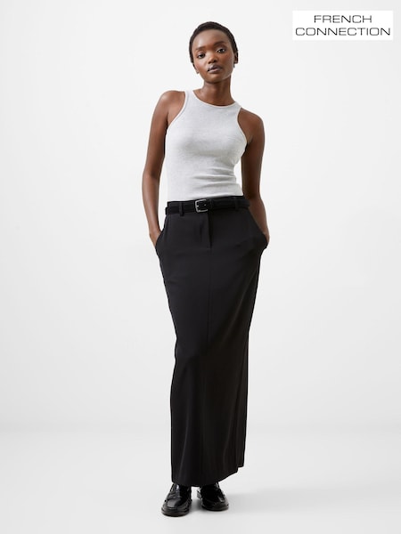 French Connection Harrie Suiting Midi Black Skirt (AJ4567) | ₪327