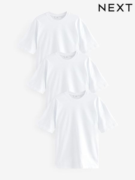 White Relaxed Fit Heavyweight T-Shirts 3 Pack (AJ4690) | R$ 430