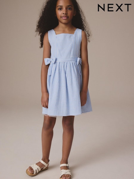 Blue Stripe Bow Detail Summer Dress (3-12yrs) (AJ4704) | €37 - €43
