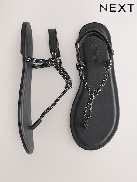 Black Standard/Wide Fit Forever Comfort® Knotted Rope Toe Thong Sandals (AJ4719) | €37