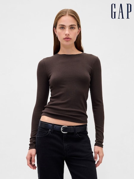 Brown - Gap Modern Long Sleeve T-shirt
