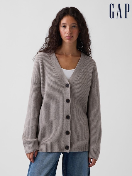 Marron froid - Gap Cashsoft Oversized Cardigan