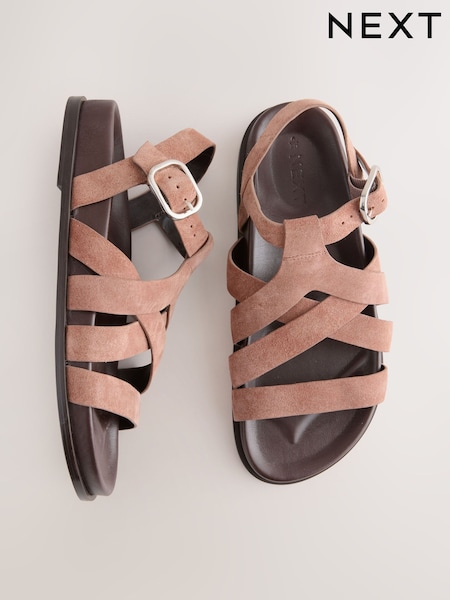 Daim rose pâle - Cross Strap Sandales à pieds (AJ4756) | € 45