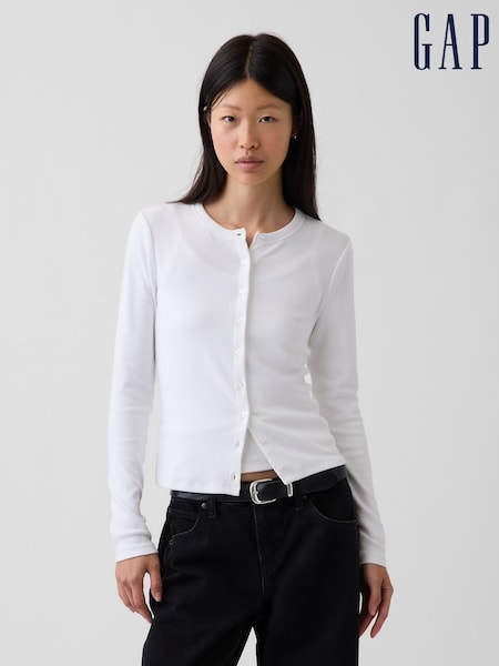 White - Gap Modern Crew Neck Cardigan
