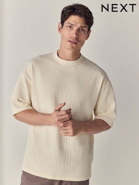 Ecru Textured Waffle T-Shirt (AJ4782) | €19