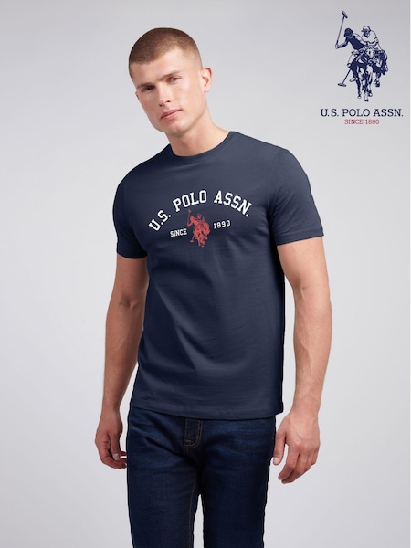 U.S. Polo Assn Blue U.S. Polo Assn. Mens Signature 100% Cotton Arch Print White T-Shirt (AJ4833) | €36