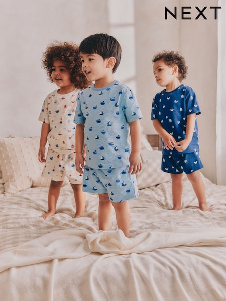 藍色／灰麻色 - Short Pyjamas 3 Pack (9mths-8yrs) (AJ4845) | NT$890 - NT$1,150