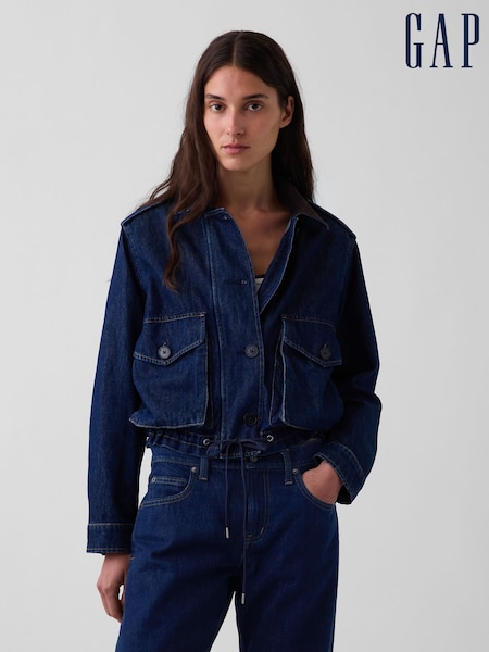 Tumma pesu - Gap Corduroy-collar Relaxed Denim Jacket