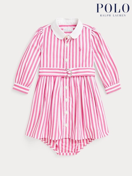 Polo Ralph Lauren Baby Girls Striped Bloomer Poplin Shirt Dress (AJ4903) | €76