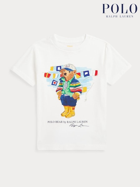 Polo Ralph Lauren White Boys Polo Bear Jersey T-Shirt (AJ4907) | €65 - €73