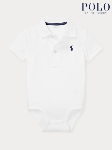 Polo Ralph Lauren White Baby Boys Polo Bodysuit (AJ4918) | €70