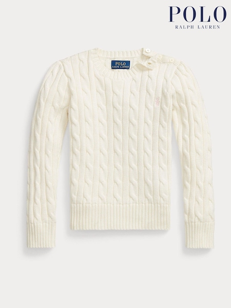 Polo Ralph Lauren Cream Girls Cable-Knit Jumper (AJ4933) | €131 - €144