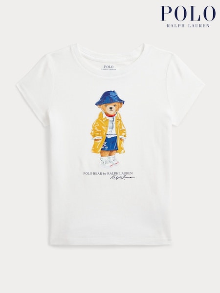 Polo Ralph Lauren White Girls Polo Bear Jersey T-Shirt (AJ4954) | €69 - €78