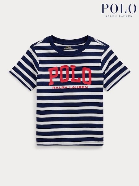 Polo Ralph Lauren Blue/White Boys Logo Striped Jersey T-Shirt (AJ4966) | €60 - €65