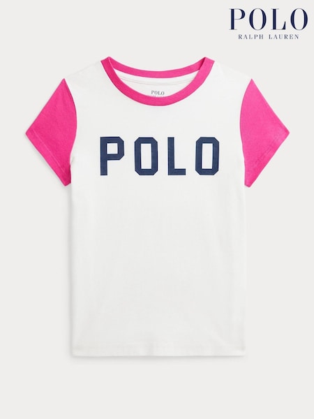 Polo Ralph Lauren Pink Girls Colour Blocked Logo Jersey T-Shirt (AJ4972) | €64 - €69