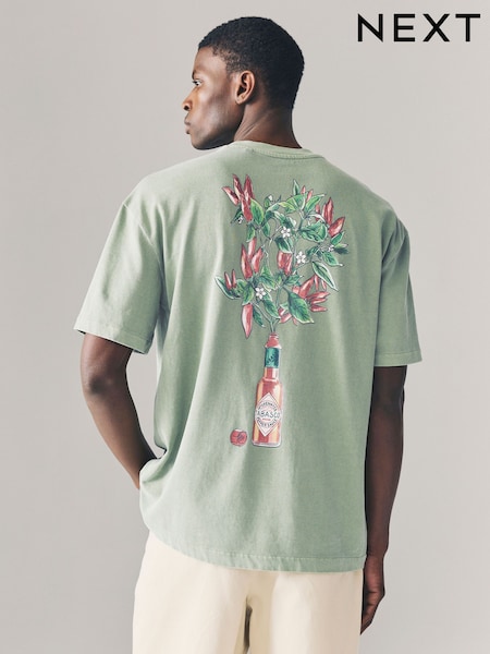 Green Wash Tabasco Licence Graphic 100% Cotton T-Shirt (AJ5015) | AED105