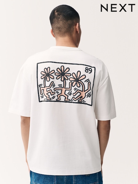 Ecru 100% Cotton Licence Keith Haring T-Shirt (AJ5016) | KRW51,200