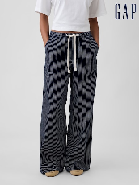 Blue - Gap Mid Rise Super Light Pull On Wide-leg Jeans