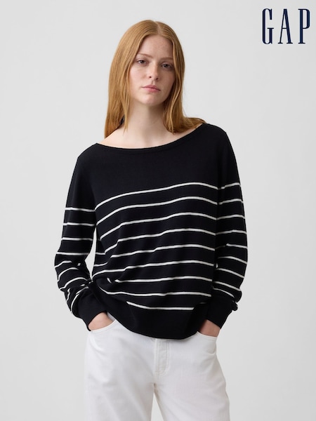 Black Stripe - Gap Relaxed Jersey Boatneck Jumper