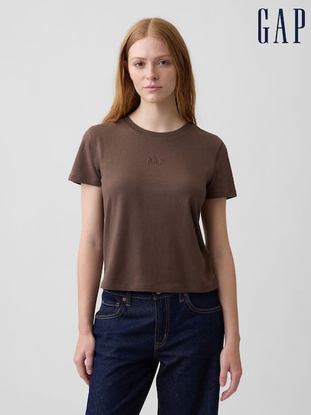 Braun - Gap Authentic Shrunken Logo T-shirt