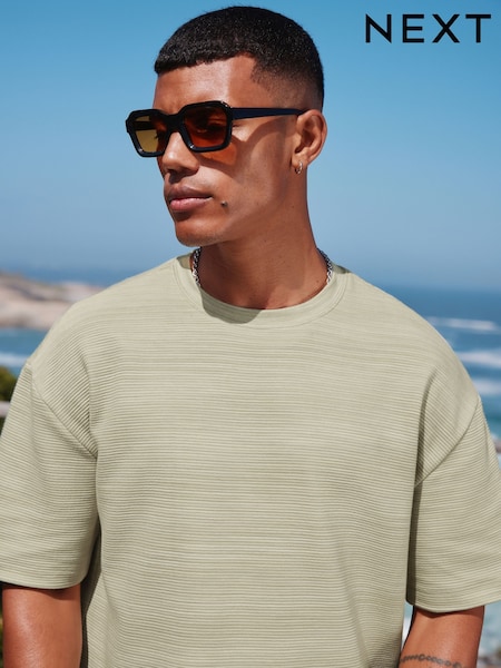 Green Single Relaxed Fit Ottoman Texture T-Shirt (AJ5059) | €25