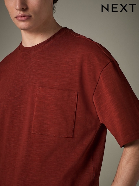 Red Rust Relaxed Fit Heavyweight Slub T-Shirt (AJ5061) | €17