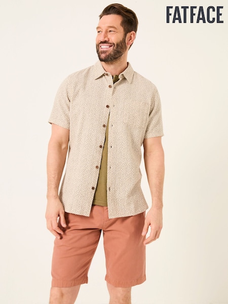 FatFace Natural Short Sleeve Diamond Tile Print Shirt (AJ5121) | R$ 435