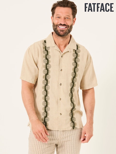 FatFace Natural Short Sleeve Chest Embroidered Shirt (AJ5134) | €66