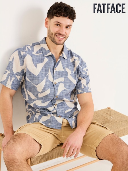 FatFace Blue Short Sleeve Relaxed Fit Art Print Shirt (AJ5139) | €63