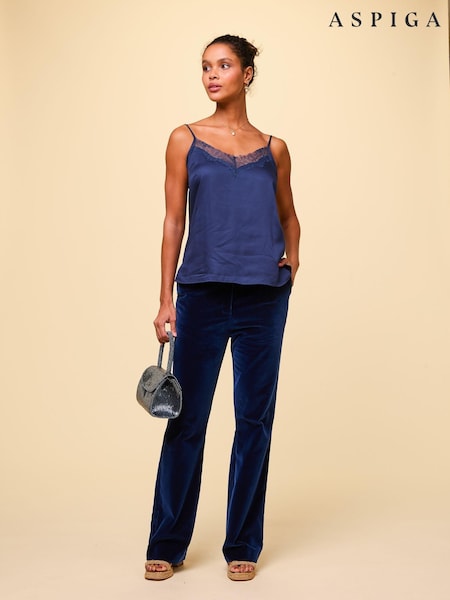 Aspiga Blue Velvet 100% Cotton Trousers (AJ5140) | 396 QAR