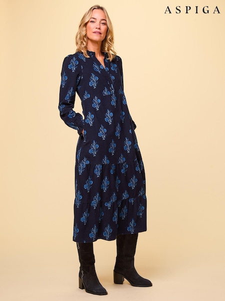 Aspiga Aspiga Blue Liv Printed Corduroy 100% Cotton Dress (AJ5148) | 144 €