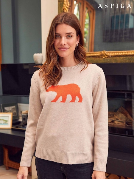 Orange - Aspiga Orange Pullover mit Polarbär-Motiv (AJ5152) | 118 €